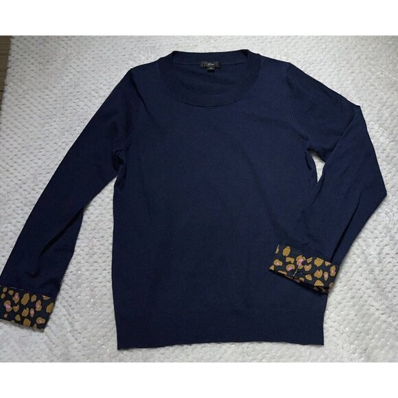 J Crew Pullover Size Small 100% Merino Wool Round Neck Fancy Cuff - Picture 7 of 14